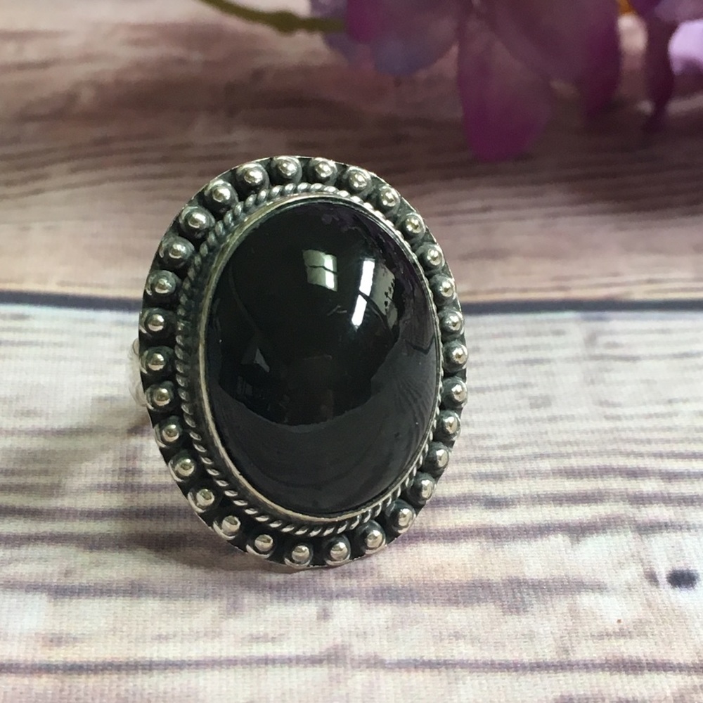 Onyx Gemstone & 925 Silver Ring